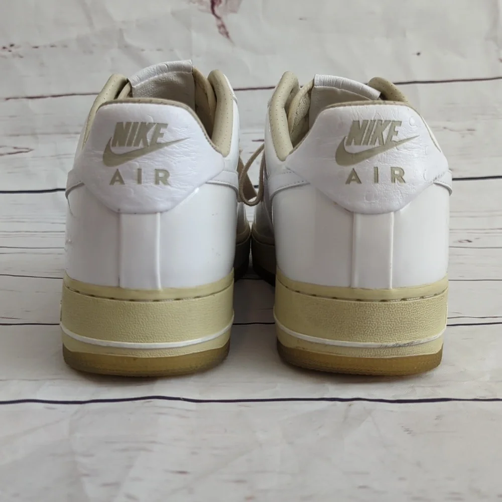Nike Air Nikeid Air Force 1, XXV low cream patent leather sneakers, men's 11